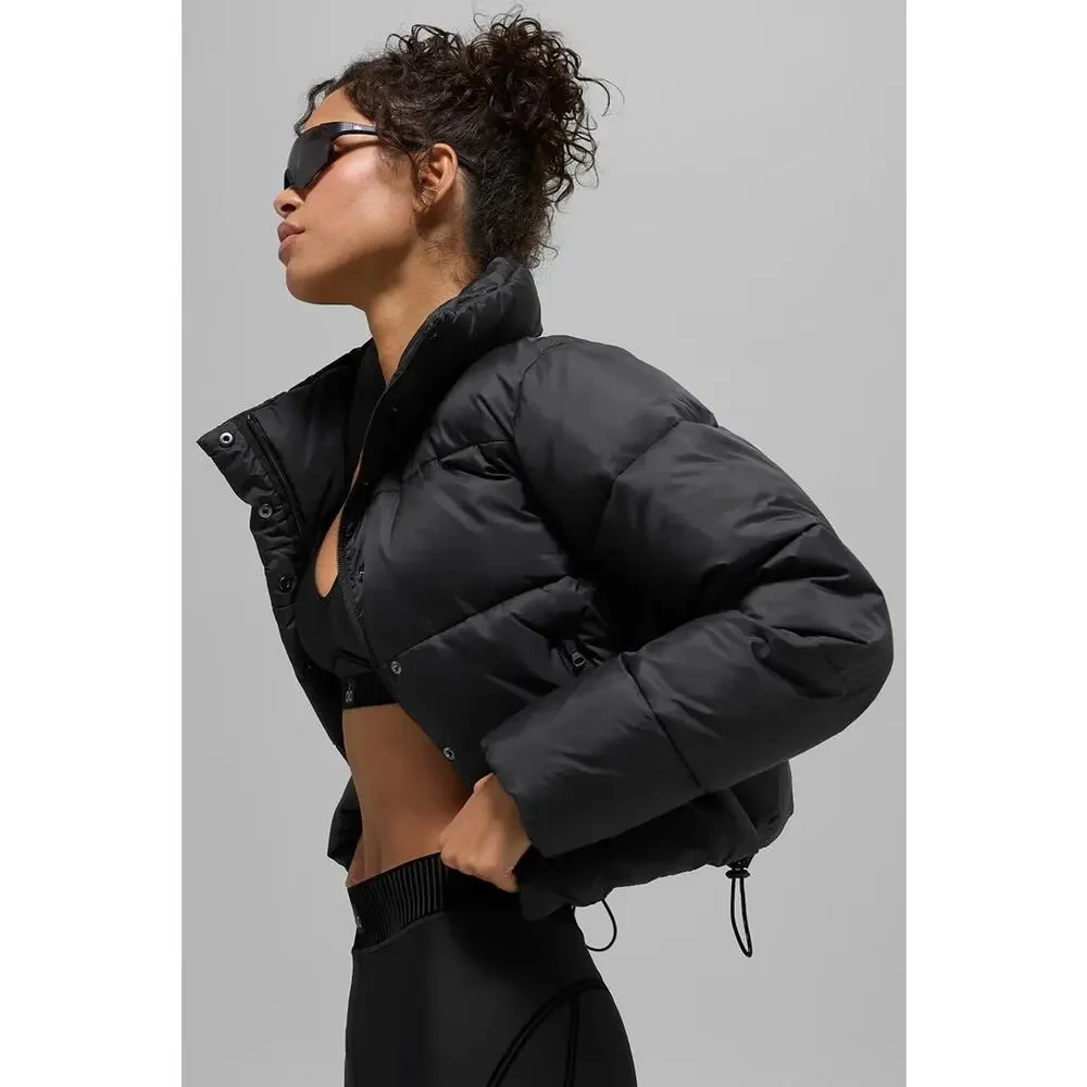 Alo Yoga Gold Rush Puffer Jacket Black Warm Athleisure Streetwear Winter Layer - Picture 4 of 16